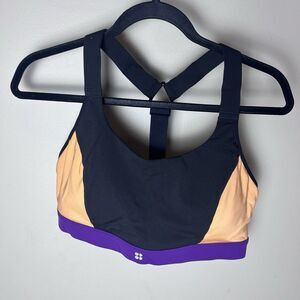 Sweaty Betty Sports Bra Adjustable Stap Womens Size XL Black Purple Orange